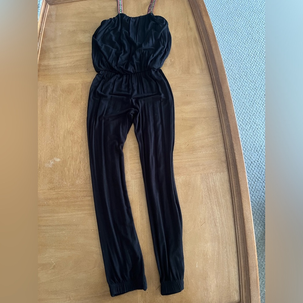 Btween girls size 10 black jumpsuit with pretty detailed straps